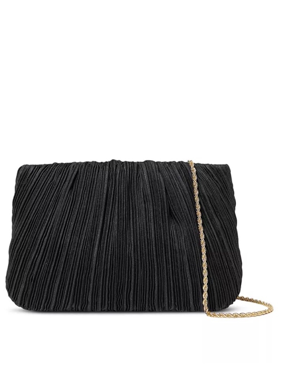 Loeffler Randall Black Pleated Mini Shoulder Bag with Gold Chain
